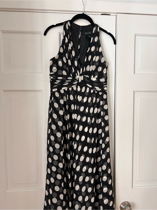 White House Black Market Dresses & Skirts - White House Black Market Black and White Polka Dot Silk Midi Dress